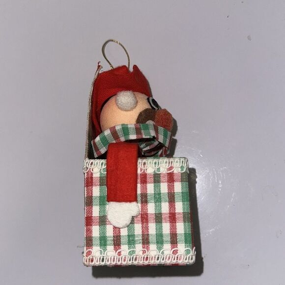 Vintage 60s Japan Made Jack in The Box cloth & felt Christmas Tree Ornament - Picture 4 of 7